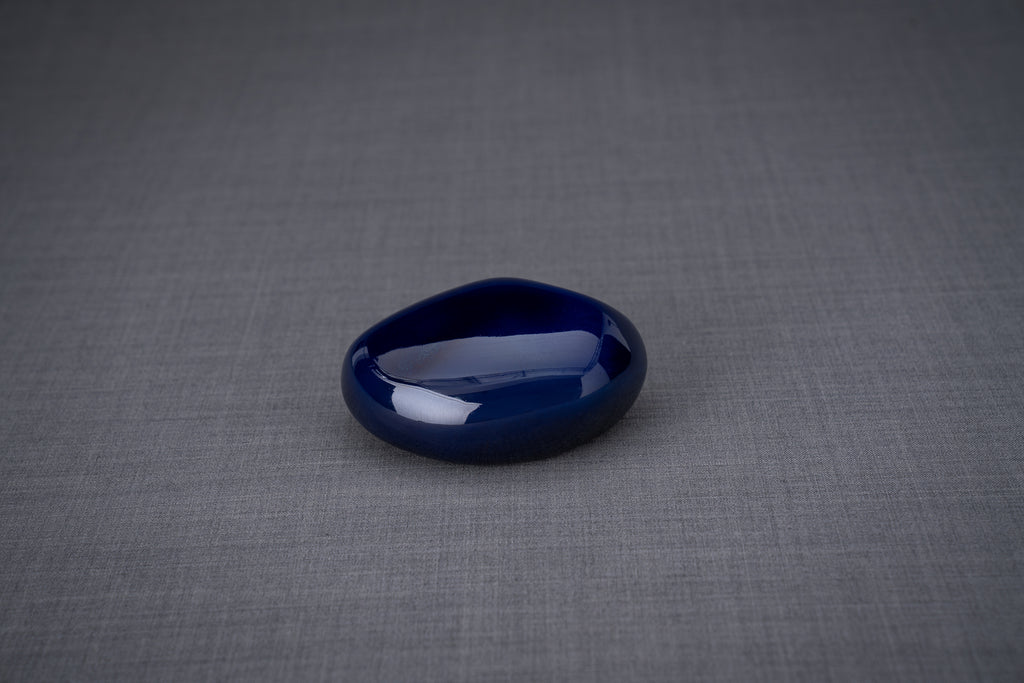 Mini Urne souvenir faite à la main "Palm Stone" - Cobalt Métallisé| Céramique | Fait main