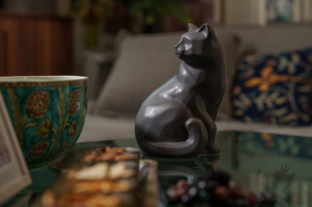 Urne Funéraire Chat – "Félix" - Gris Mat | Urne animaux en céramique