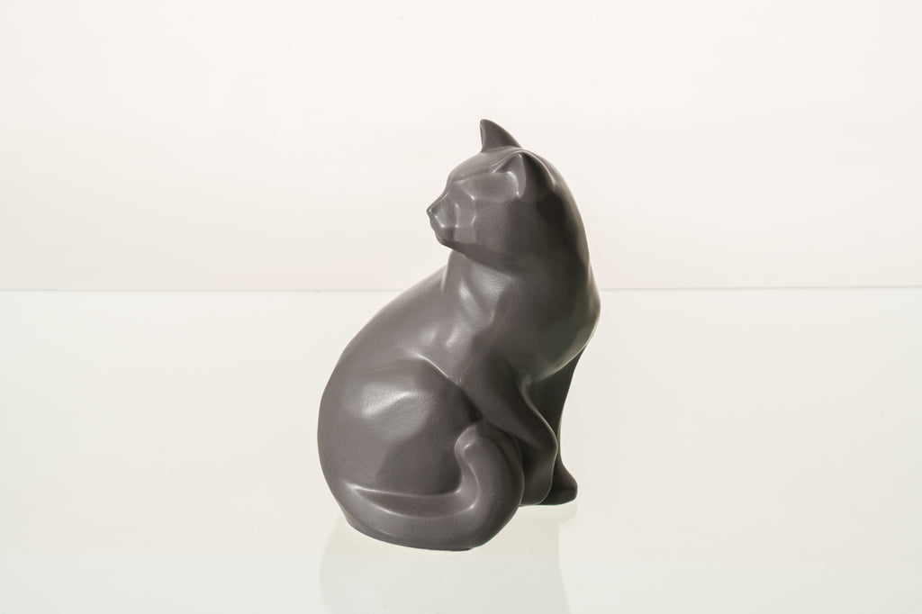Urne Funéraire Chat – "Félix" - Gris Mat | Urne animaux en céramique
