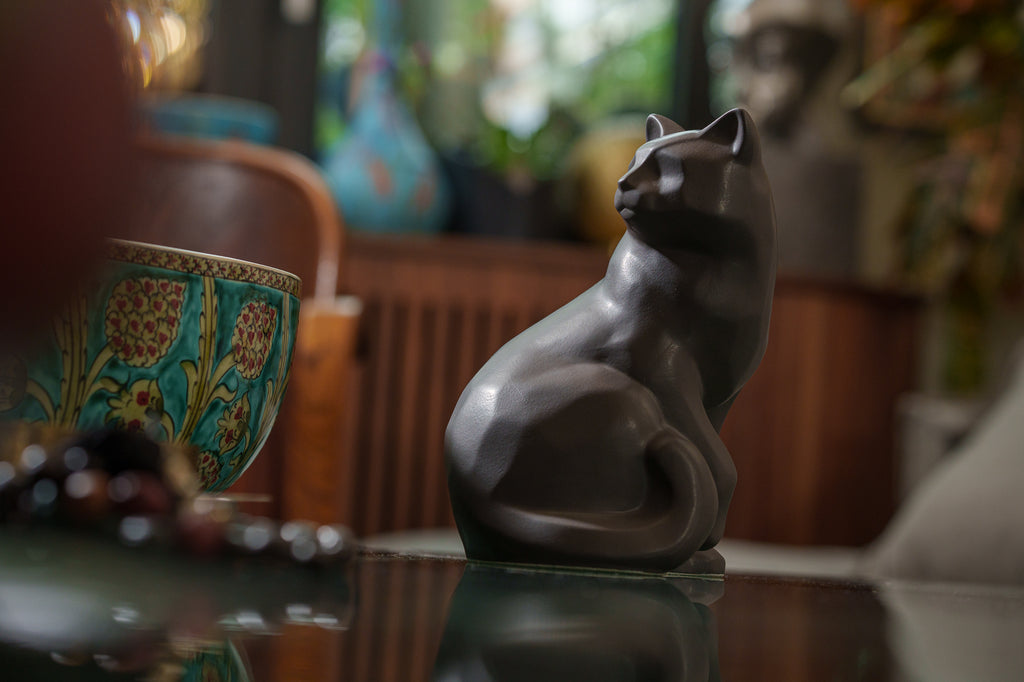 Urne Funéraire Chat – "Félix" - Gris Mat | Urne animaux en céramique