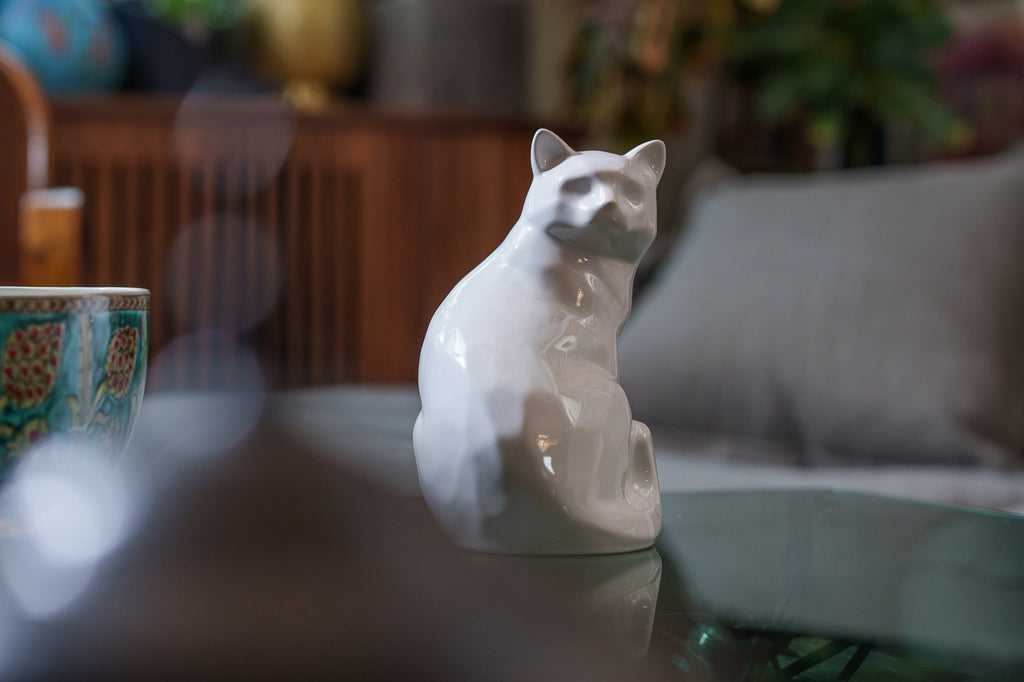 Urne Funéraire Chat – "Félix" - Blanc | Urne animaux en céramique