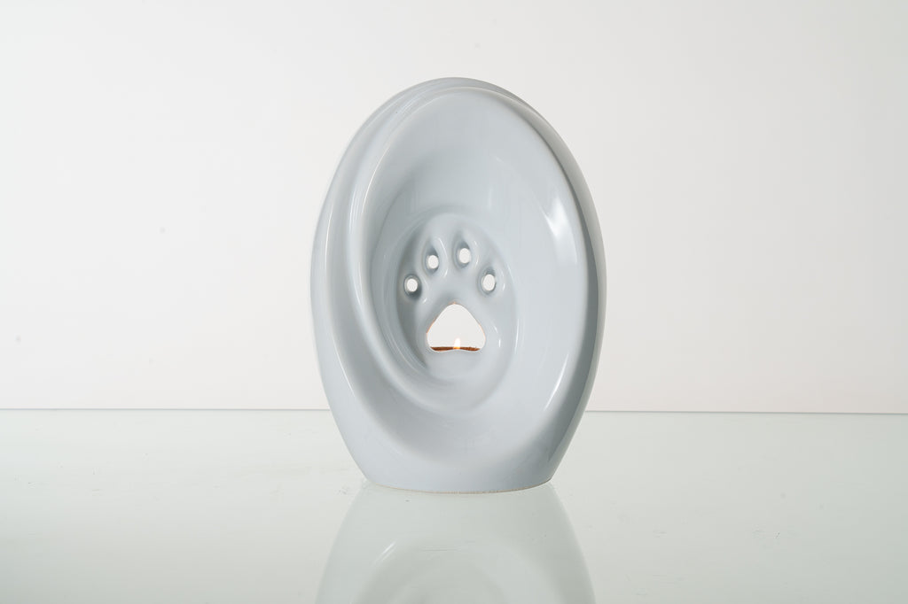 Grande patte avec bougie chauffe-plat - Urne pour cendres - Blanc | Céramique | Fait main