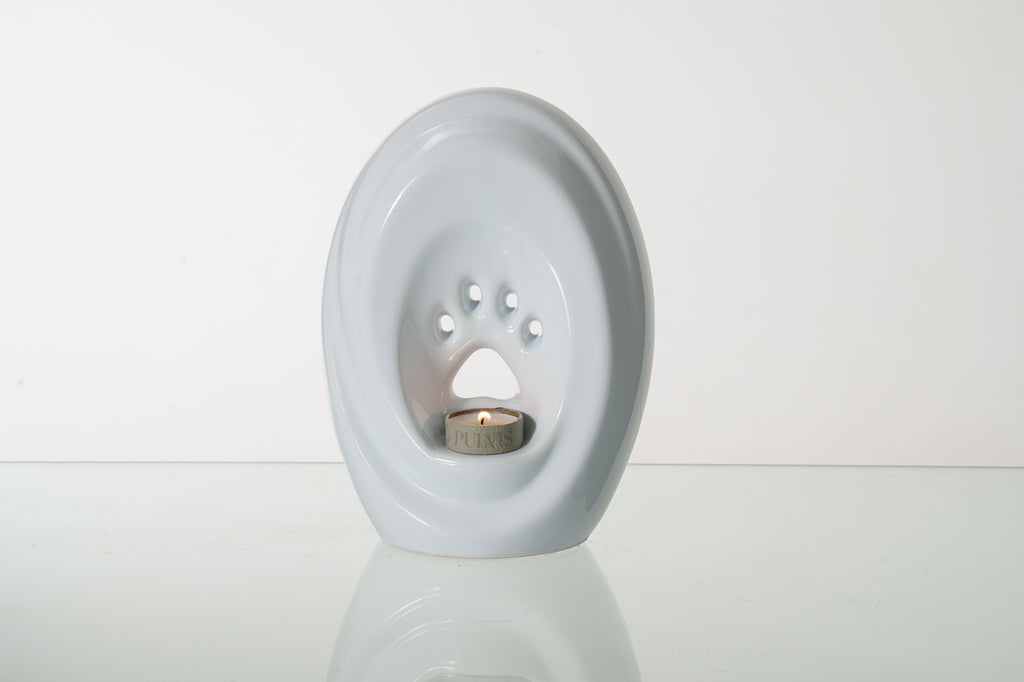Grande patte avec bougie chauffe-plat - Urne pour cendres - Blanc | Céramique | Fait main