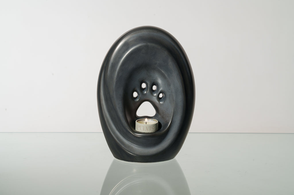 Grande patte avec bougie chauffe-plat - Urne pour cendres - Noir Mat| Céramique | Fait main 