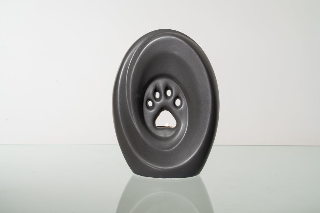 Grande patte avec bougie chauffe-plat - Urne pour cendres - Gris Mat | Céramique | Fait main