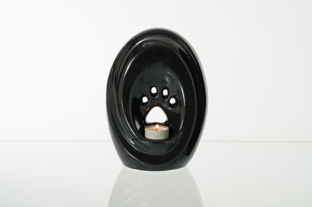 Grande patte avec bougie chauffe-plat - Urne pour cendres - Noir | Céramique | Fait main