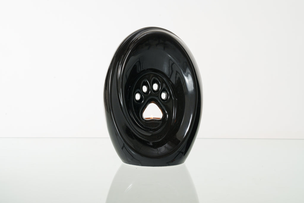 Grande patte avec bougie chauffe-plat - Urne pour cendres - Noir | Céramique | Fait main