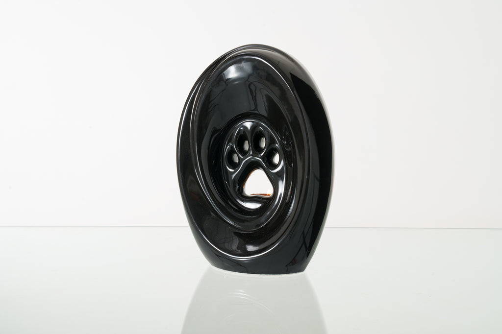 Grande patte avec bougie chauffe-plat - Urne pour cendres - Noir | Céramique | Fait main