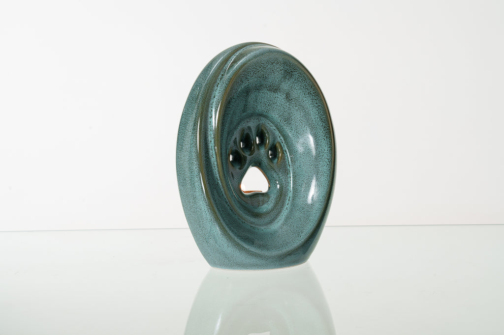 Grande patte avec bougie chauffe-plat - Urne pour cendres - Vert Huileux Mélange | Céramique | Fait main