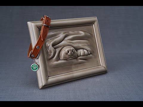 Urne pour chien - Portrait - Urne pour animaux de compagnie pour cendres - Gris beige| Céramique